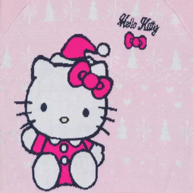 Little & Big Kid Girls Round Neck Long Sleeve Hello Kitty Pullover Sweater