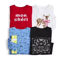 Thereabouts Little & Big Kid Girls Crew Neck Long Sleeve Regular Fit Graphic T-Shirt