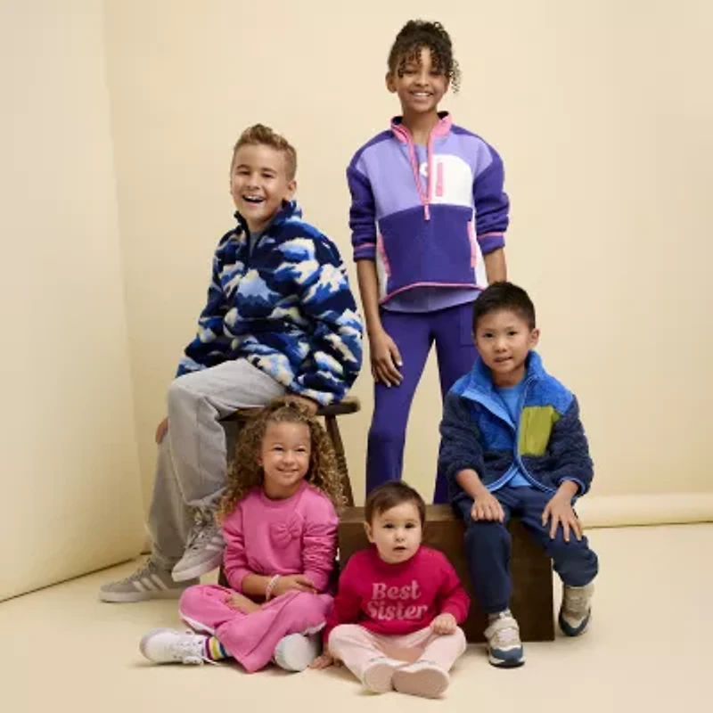 Thereabouts Sherpa Little & Big Kid Boys Mock Neck Long Sleeve Fleece Casual Quarter-Zip Pullover