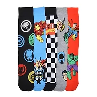 Mens 5 Pair Marvel Crew Socks