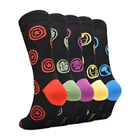 Mens 5 Pair Avengers Crew Socks