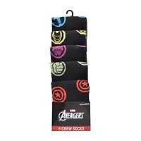 Mens 5 Pair Avengers Crew Socks