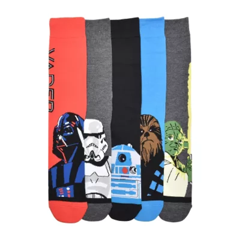 Mens 5 Pair Star Wars Crew Socks