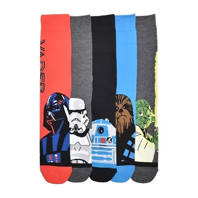 Mens 5 Pair Star Wars Crew Socks