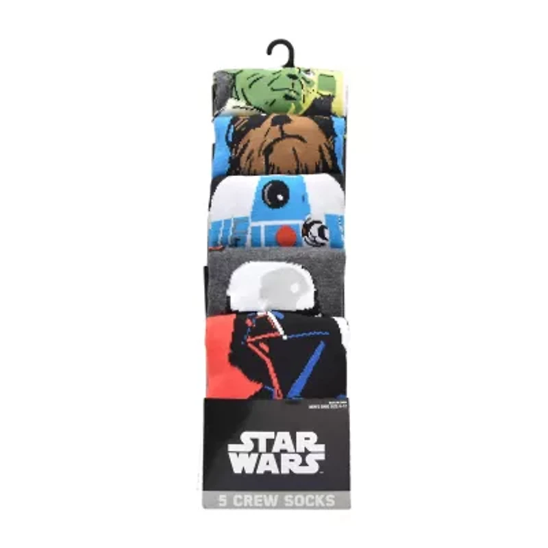 Mens 5 Pair Star Wars Crew Socks