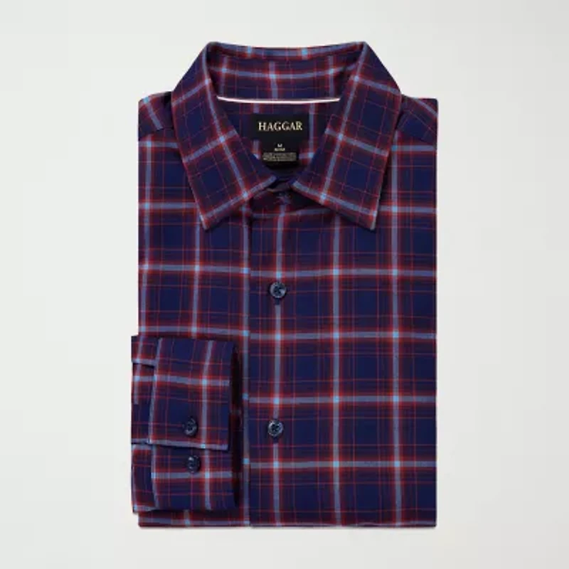 Haggar Mens Long Sleeve Regular Fit Big and Tall Button-Down Shirt