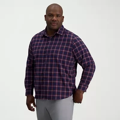 Haggar Mens Long Sleeve Regular Fit Big and Tall Button-Down Shirt
