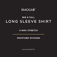 Haggar Mens Long Sleeve Regular Fit Big and Tall Button-Down Shirt