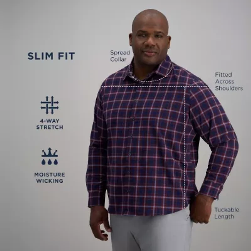 Haggar Mens Long Sleeve Regular Fit Big and Tall Button-Down Shirt