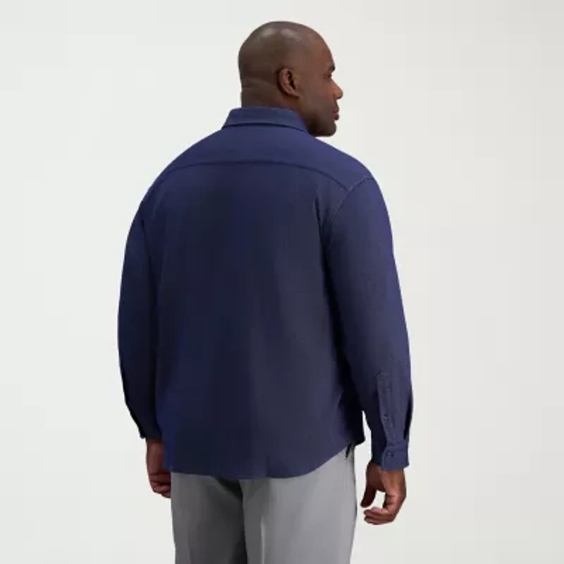 Haggar Mens Long Sleeve Regular Fit Big and Tall Button-Down Shirt