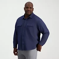 Haggar Mens Long Sleeve Regular Fit Big and Tall Button-Down Shirt