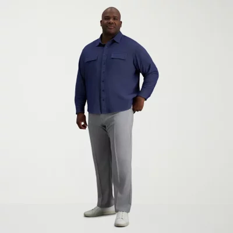 Haggar Mens Long Sleeve Regular Fit Big and Tall Button-Down Shirt