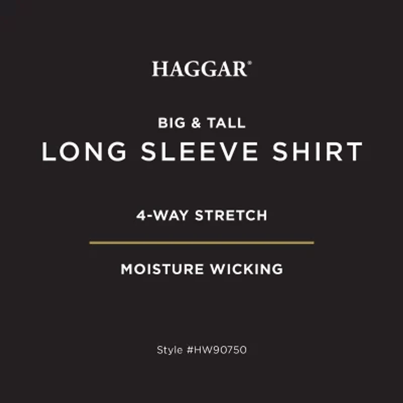 Haggar Mens Long Sleeve Regular Fit Big and Tall Button-Down Shirt