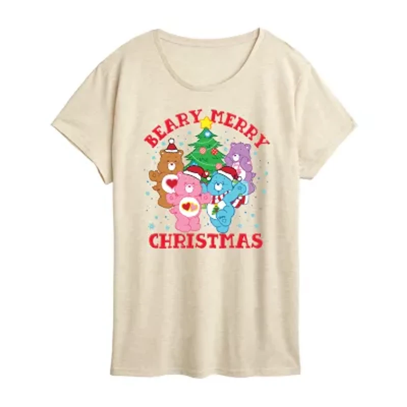 Womens Crew Neck Short Sleeve Regular Fit Care Bears Graphic T-Shirt