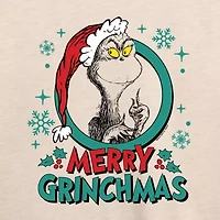 Womens Boat Neck Long Sleeve Regular Fit Grinch Graphic T-Shirt