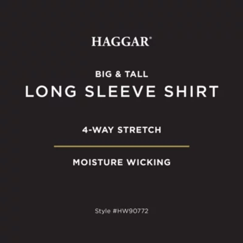 Haggar Mens Long Sleeve Regular Fit Big and Tall Button-Down Shirt
