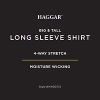 Haggar Mens Long Sleeve Regular Fit Big and Tall Button-Down Shirt