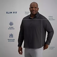 Haggar Mens Long Sleeve Regular Fit Big and Tall Button-Down Shirt