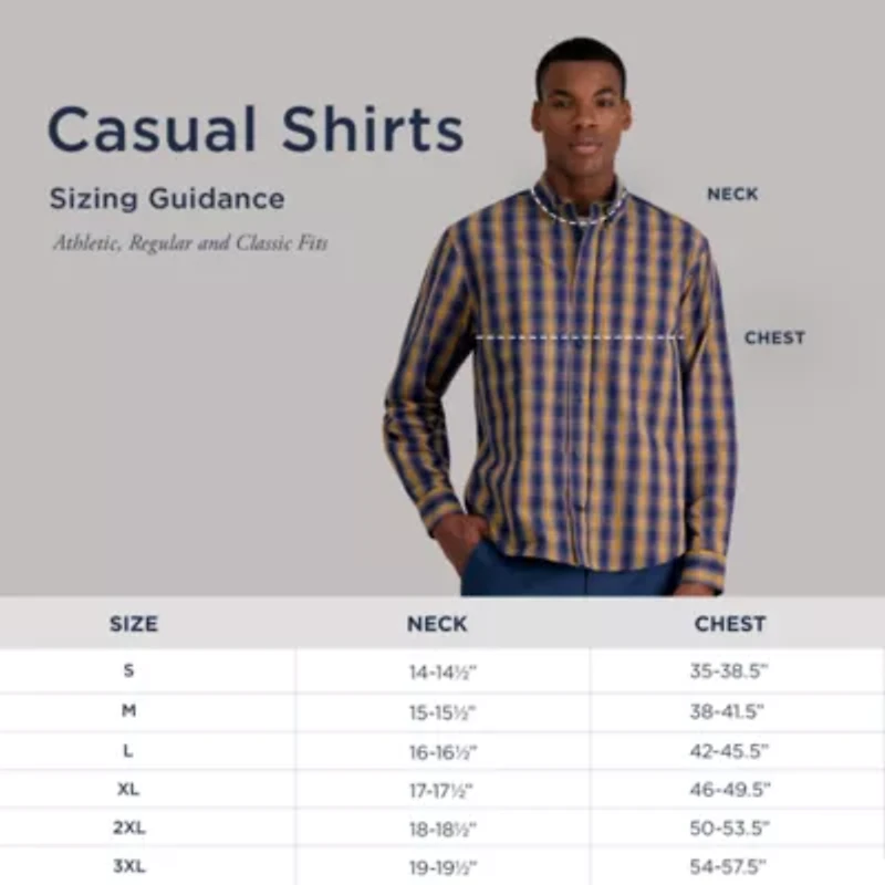 Haggar Mens Long Sleeve Regular Fit Big and Tall Button-Down Shirt