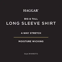 Haggar Mens Long Sleeve Regular Fit Big and Tall Button-Down Shirt