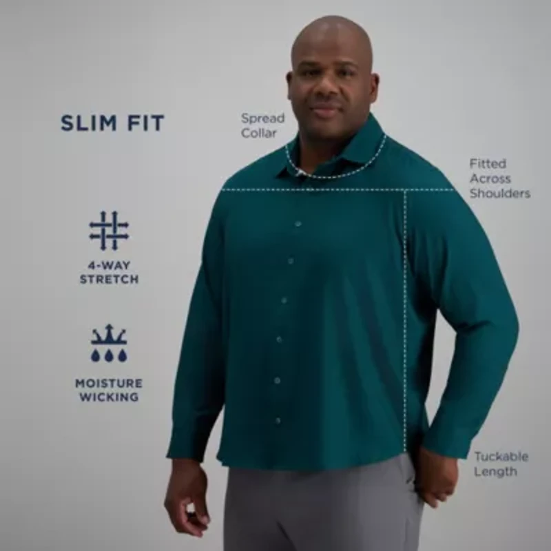 Haggar Mens Long Sleeve Regular Fit Big and Tall Button-Down Shirt