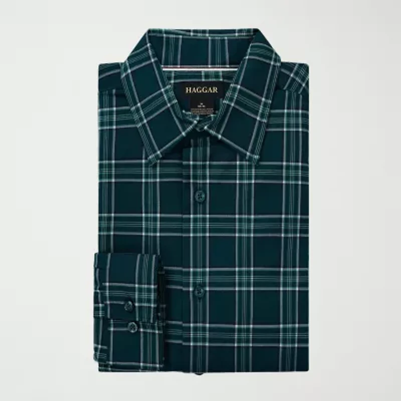 Haggar Mens Long Sleeve Regular Fit Big and Tall Button-Down Shirt