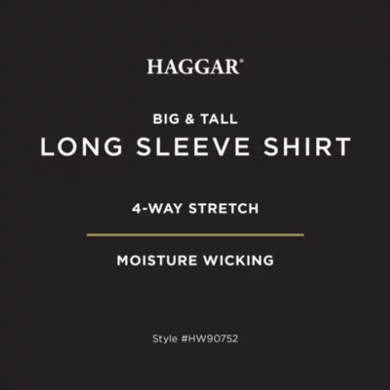 Haggar Mens Long Sleeve Regular Fit Big and Tall Button-Down Shirt