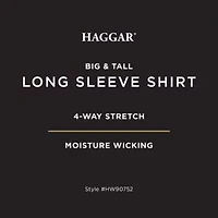 Haggar Mens Long Sleeve Regular Fit Big and Tall Button-Down Shirt