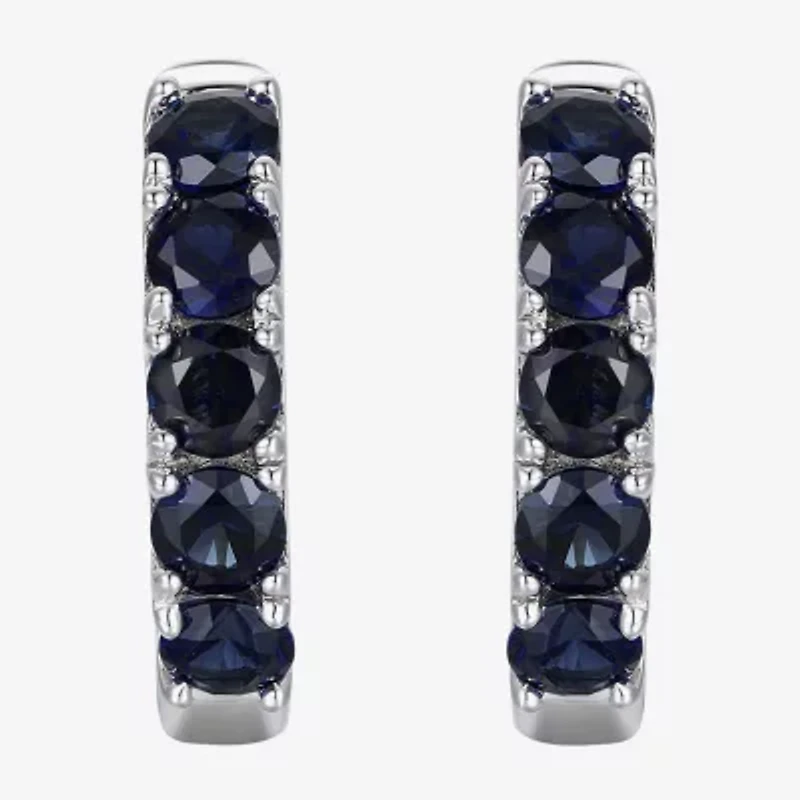 Womens Genuine Gemstone 10K Gold 13mm Hoop Earrings