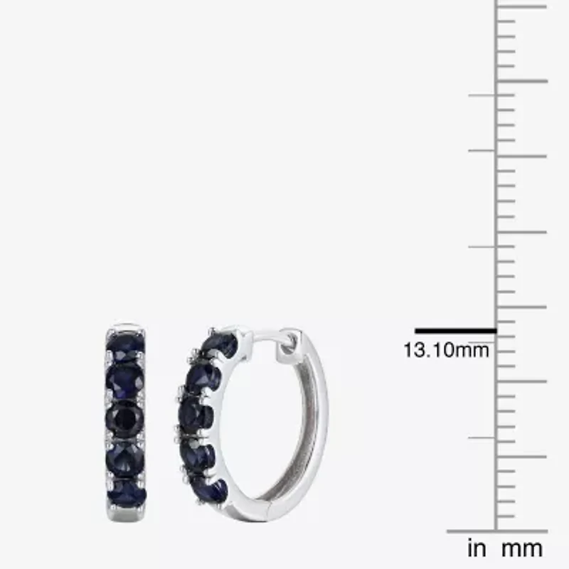 Womens Genuine Gemstone 10K Gold 13mm Hoop Earrings