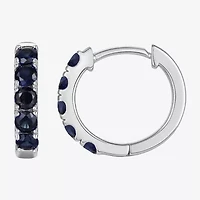 Womens Genuine Gemstone 10K Gold 13mm Hoop Earrings
