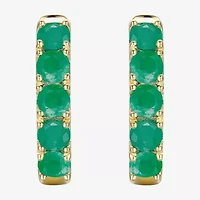 Womens Genuine Gemstone 10K Gold 13mm Hoop Earrings
