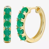 Womens Genuine Gemstone 10K Gold 13mm Hoop Earrings