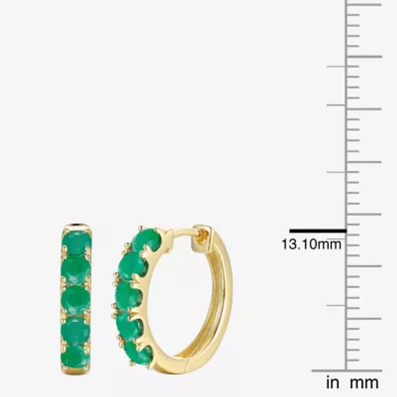 Womens Genuine Gemstone 10K Gold 13mm Hoop Earrings