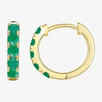Womens Genuine Gemstone 10K Gold 13mm Hoop Earrings