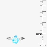 (I-J/I2-I3) Womens 1/10 CT. T.W. Natural Diamond and Genuine Gemstone 10K Gold Pear Side Stone Bypass  Cocktail Ring