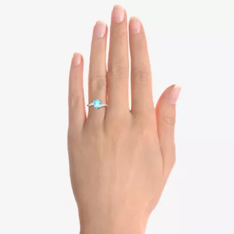 (I-J/I2-I3) Womens 1/10 CT. T.W. Natural Diamond and Genuine Gemstone 10K Gold Pear Side Stone Bypass  Cocktail Ring