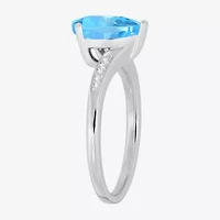 (I-J/I2-I3) Womens 1/10 CT. T.W. Natural Diamond and Genuine Gemstone 10K Gold Pear Side Stone Bypass  Cocktail Ring
