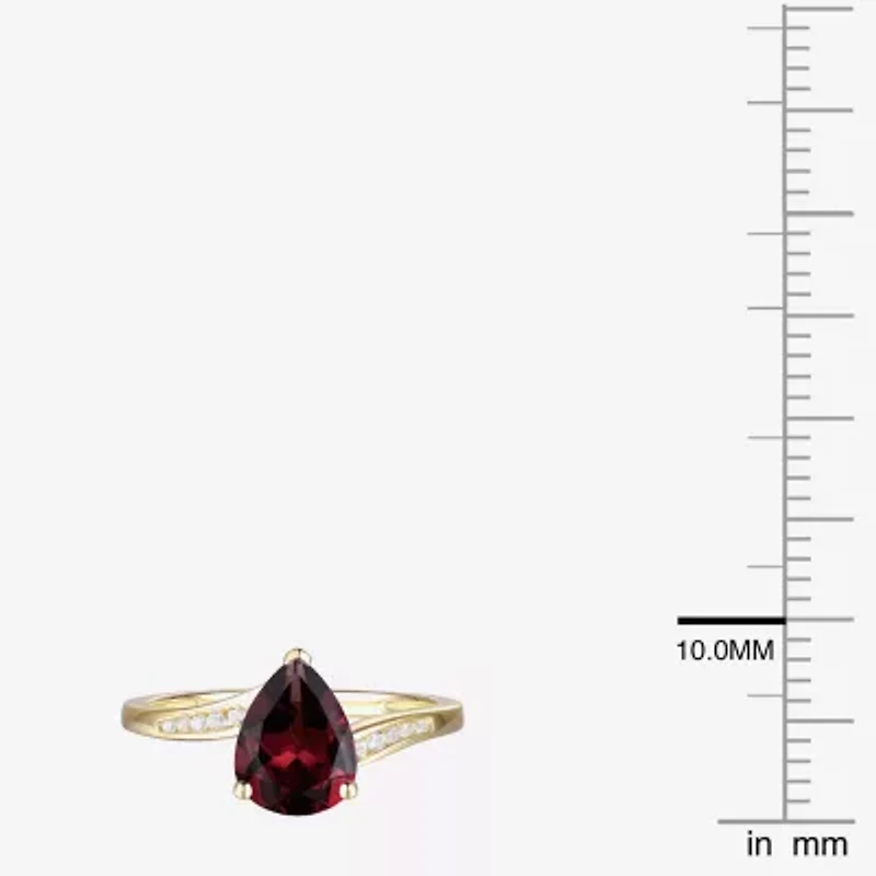 (I-J/I2-I3) Womens 1/10 CT. T.W. Natural Diamond and Genuine Gemstone 10K Gold Pear Side Stone Bypass  Cocktail Ring