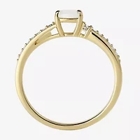 (J-K/I2-I3) Womens Gemstone and 1/10 CT. T.W. Natural Diamond 10K Gold Oval Side Stone Cocktail Ring