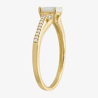 (J-K/I2-I3) Womens Gemstone and 1/10 CT. T.W. Natural Diamond 10K Gold Oval Side Stone Cocktail Ring