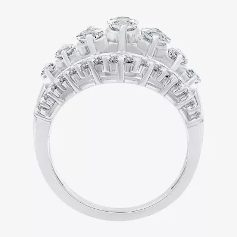 (G, Si1-Si2) Womens 2 1/2 CT. T.W. Lab Grown White Diamond 10K Gold Cocktail Ring