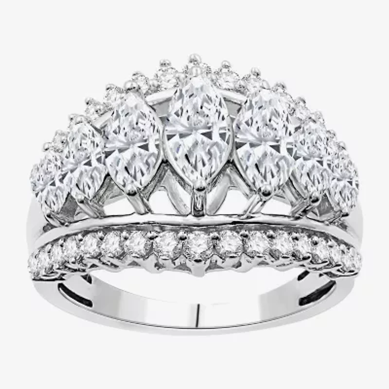 (G, Si1-Si2) Womens 2 1/2 CT. T.W. Lab Grown White Diamond 10K Gold Cocktail Ring
