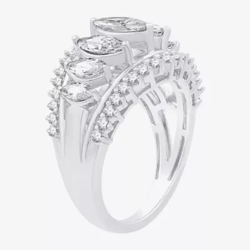 (G, Si1-Si2) Womens 2 1/2 CT. T.W. Lab Grown White Diamond 10K Gold Cocktail Ring