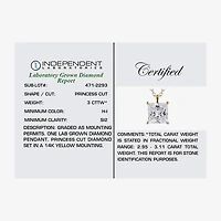 Womens 3 CT. T.W. Lab Grown White Diamond 14K Gold 18 Inch Pendant Necklace