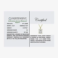  ( H-I/Si1-Si2 ) 2 CT.  Lab-Grown Diamond 14K Gold Emerald 18 Inch Pendant Necklace