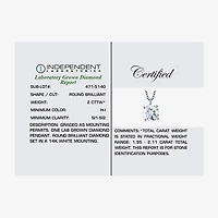 ( H-I/Si1-Si2 ) 2 CT. Lab-Grown Diamond 14K Gold Round 18 Inch Pendant Necklace