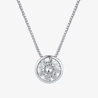 (F / Si2) Womens 2 CT. Lab Grown White Diamond 10K White Gold Round 18 Inch Pendant Necklace