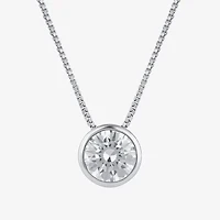 (F / Si2) Womens 2 CT. Lab Grown White Diamond 10K White Gold Round 18 Inch Pendant Necklace