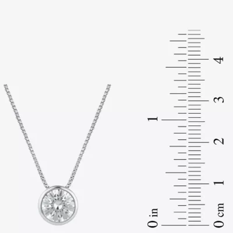 (F / Si2) Womens 2 CT. Lab Grown White Diamond 10K White Gold Round 18 Inch Pendant Necklace